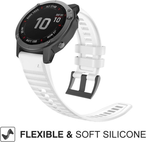 PASEK DO ZEGARKA GARMIN Fenix ​​7/7 Pro/6/6 Pro/5/5 Plus BIAŁY SILIKONOWY