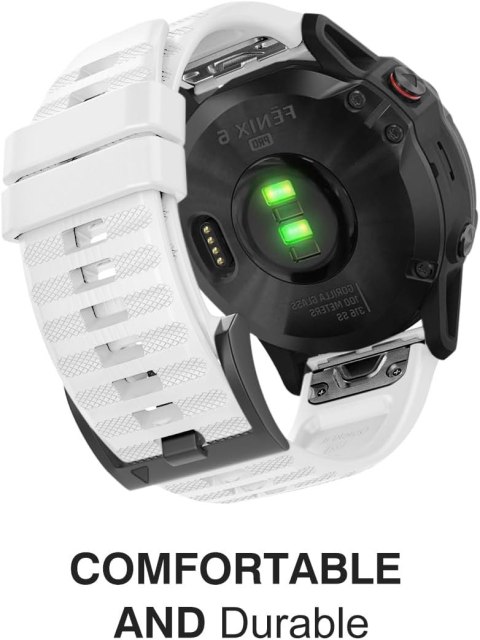 PASEK DO ZEGARKA GARMIN Fenix ​​7/7 Pro/6/6 Pro/5/5 Plus BIAŁY SILIKONOWY