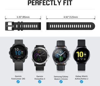 PASEK DO ZEGARKA Garmin Forerunner 245/645/55/158 CZARNO-SZARY SILIKONOWY