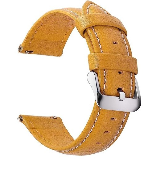 PASEK SKÓRZANY DO ZEGARKA SMARTWATCH JASNY BRĄZOWY/ŻÓŁTY UNIWERSALNY 22mm