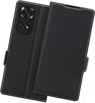 ETUI XIAOMI REDMI NOTE 11/NOTE 11S SKÓRA EKOLOGICZNA CZARNE Z KLAPKĄ MOCNE