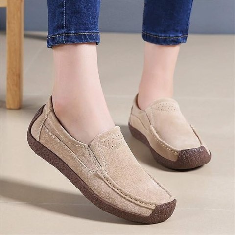 BUTY MOKASYNY DAMSKIE BEŻOWE ZAMSZOWE 38 BUTY MOKASYNY DAMSKIE BEŻOWE ZAMSZOWE 38