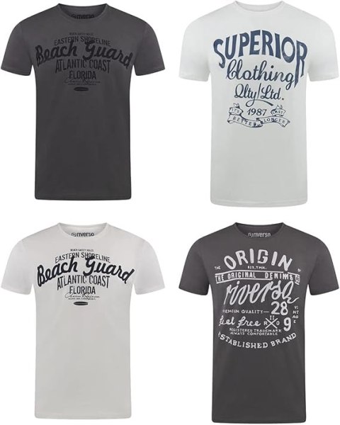 KOSZULKA MĘSKA RIVERSO SZARA BIAŁA 4PAK T-SHIRT L KOSZULKA MĘSKA RIVERSO SZARA BIAŁA 4PAK T-SHIRT L