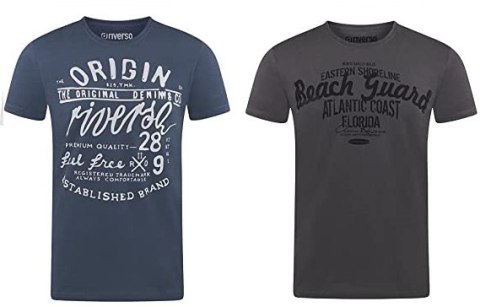 KOSZULKA MĘSKA RIVERSO SZARA NIEBIESKA 2PAK T-SHIRT M KOSZULKA MĘSKA RIVERSO SZARA NIEBIESKA 2PAK T-SHIRT M
