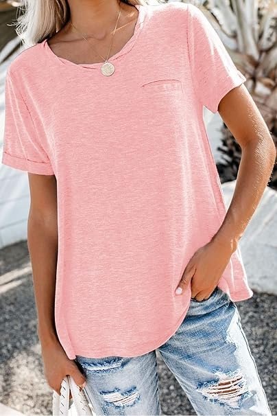 KOSZULKA T-SHIRT DAMSKI RÓŻOWY Z KIESZONKĄ LUŹNY XXL KOSZULKA T-SHIRT DAMSKI RÓŻOWY Z KIESZONKĄ LUŹNY XXL