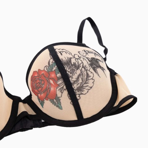 STANIK BIUSTONOSZ DAMSKI PLAYBOY BEŻOWY PRINT RÓŻA 80D STANIK BIUSTONOSZ DAMSKI PLAYBOY BEŻOWY PRINT RÓŻA 80D