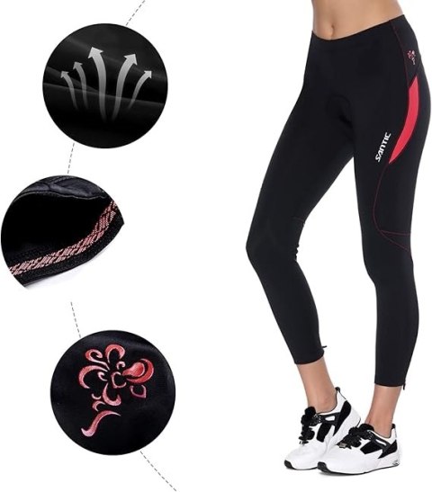 LEGGINSY DAMSKIE ROWEROWE Z WKŁADKĄ CZARNE SANTIC 2XL LEGGINSY DAMSKIE ROWEROWE Z WKŁADKĄ CZARNE SANTIC 2XL