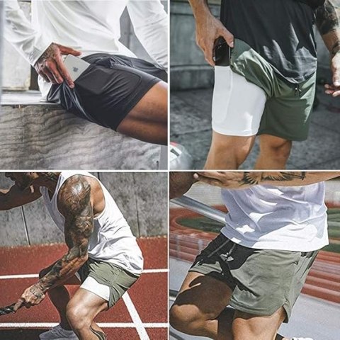 SPODENKI SPORTOWE MĘSKIE CZARNE SZARE 2PAK HANERDUN XL SPODENKI SPORTOWE MĘSKIE CZARNE SZARE 2PAK HANERDUN XL