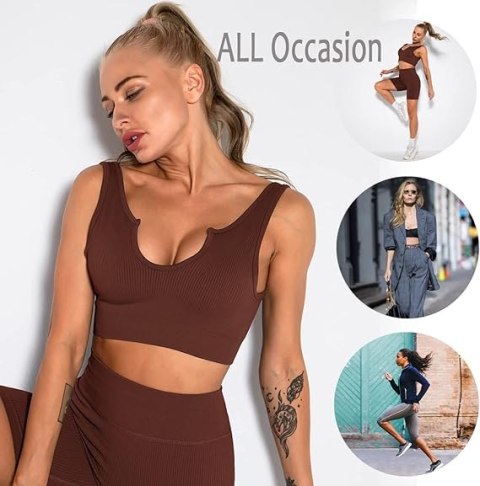 BIUSTONOSZ SPORTOWY TOP DAMSKI FITNESS BRĄZOWY S BIUSTONOSZ SPORTOWY TOP DAMSKI FITNESS BRĄZOWY S