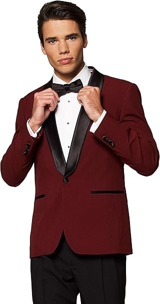 STRÓJ WIZYTOWY GARNITUR SMOKING DOPASOWANY BURGUNDOWY 3w1 R.46 OppoSuits STRÓJ WIZYTOWY GARNITUR SMOKING DOPASOWANY BURGUNDOWY 3w1 R.46 OppoSuits