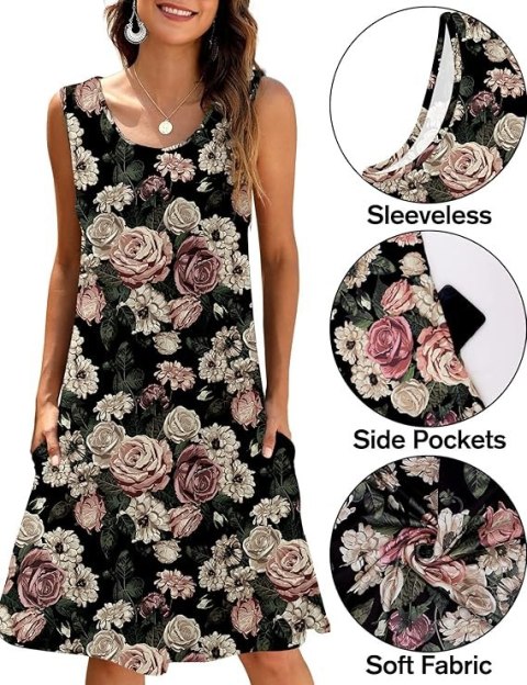 SUKIENKA DAMSKA MINI CZARNA W KWIATY R.XL SUKIENKA DAMSKA MINI CZARNA W KWIATY R.XL