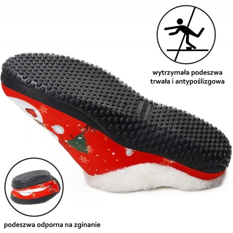 KAPCIE DAMSKIE MĘSKIE UNISEX ZIMOWE ŚWIĄTECZNE BAŁWAN CZERWONE R. 44 KAPCIE DAMSKIE MĘSKIE UNISEX ZIMOWE ŚWIĄTECZNE BAŁWAN CZERWONE R. 44