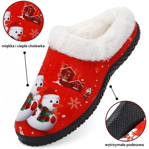 KAPCIE DAMSKIE MĘSKIE UNISEX ZIMOWE ŚWIĄTECZNE BAŁWAN CZERWONE R. 44 KAPCIE DAMSKIE MĘSKIE UNISEX ZIMOWE ŚWIĄTECZNE BAŁWAN CZERWONE R. 44