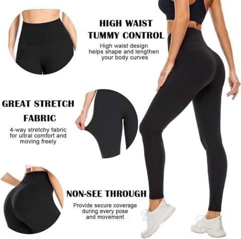 LEGGINSY DAMSKIE SPORTOWE CZARNE R. XL 3PAK LEGGINSY DAMSKIE SPORTOWE CZARNE R. XL 3PAK