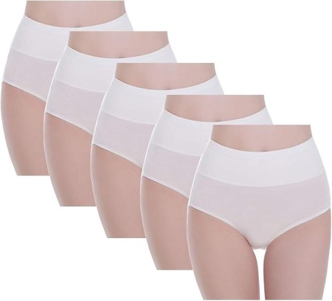 MAJTKI DAMSKIE BAWEŁNA WYSOKA TALIA BIAŁE 5-PAK 3XL MAJTKI DAMSKIE BAWEŁNA WYSOKA TALIA BIAŁE 5-PAK 3XL