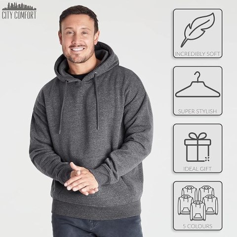 MĘSKA BLUZA JEDNOKOLOROWA Z KAPTUREM CITY COMFORT R. M MĘSKA BLUZA JEDNOKOLOROWA Z KAPTUREM CITY COMFORT R. M