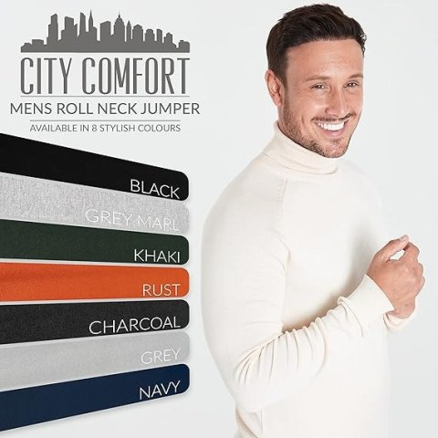 MĘSKI SWETER Z GOLFEM BEŻOWY CITY COMFORT R. XL MĘSKI SWETER Z GOLFEM BEŻOWY CITY COMFORT R. XL