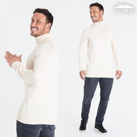 MĘSKI SWETER Z GOLFEM BEŻOWY CITY COMFORT R. XL MĘSKI SWETER Z GOLFEM BEŻOWY CITY COMFORT R. XL
