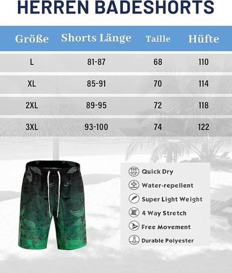SPODENKI KĄPIELOWE MĘSKIE ZIELONE 2XL XXL SPODENKI KĄPIELOWE MĘSKIE ZIELONE 2XL XXL