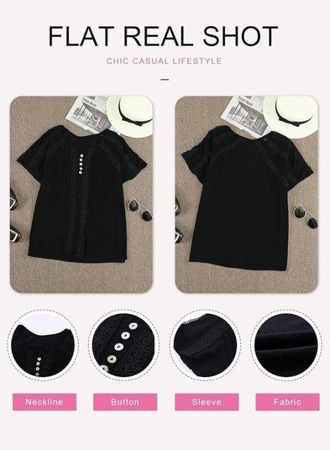 T-SHIRT DAMSKI CZARNY KORONKOWY R. S T-SHIRT DAMSKI CZARNY KORONKOWY R. S