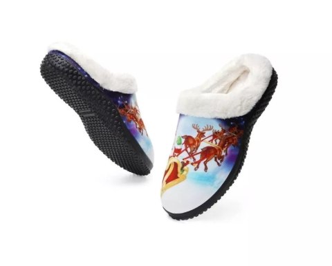 KAPCIE DAMSKIE MĘSKIE UNISEX ZIMOWE ŚWIĄTECZNE MIKOŁAJ GRANATOWE R. 40 KAPCIE DAMSKIE MĘSKIE UNISEX ZIMOWE ŚWIĄTECZNE MIKOŁAJ GRANATOWE R. 40