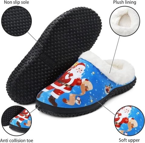 KAPCIE DAMSKIE MĘSKIE UNISEX ZIMOWE ŚWIĄTECZNE MIKOŁAJ NIEBIESKIE R. 40 KAPCIE DAMSKIE MĘSKIE UNISEX ZIMOWE ŚWIĄTECZNE MIKOŁAJ NIEBIESKIE R. 40