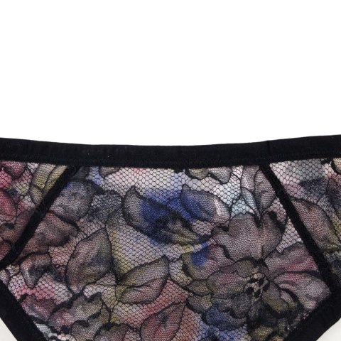 MAJTKI DAMSKIE LOU CZARNE Z KOLOROWĄ KORONKĄ STRINGI 42 MAJTKI DAMSKIE LOU CZARNE Z KOLOROWĄ KORONKĄ STRINGI 42