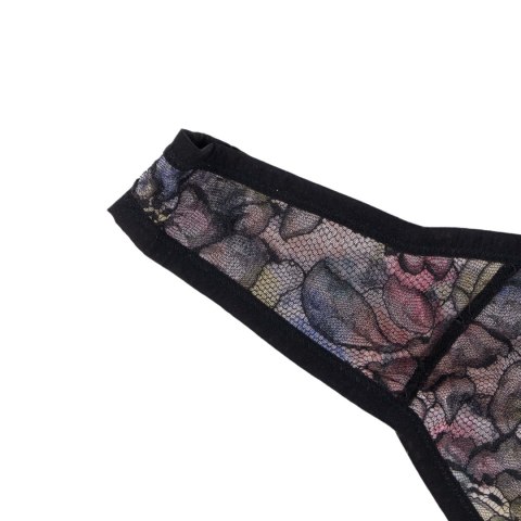 MAJTKI DAMSKIE LOU CZARNE Z KOLOROWĄ KORONKĄ STRINGI 42 MAJTKI DAMSKIE LOU CZARNE Z KOLOROWĄ KORONKĄ STRINGI 42
