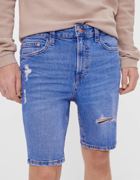 SPODENKI DŻINSOWE MĘSKIE BERSHKA NIEBIESKIE 34 SPODENKI DŻINSOWE MĘSKIE BERSHKA NIEBIESKIE 34