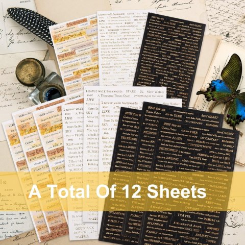 12x ARKUSZ Z NAKLEJKAMI SMALL TALK SCRAPBOOKING NAKLEJKI SENTENCJE ZESTAW