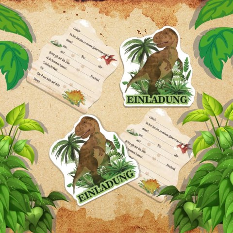 12x ZAPROSZENIA NA URODZINY DINOZAURY KOPERTA KARTKA NAKLEJKI J.NIEMIECKI 12x ZAPROSZENIA NA URODZINY DINOZAURY KOPERTA KARTKA NAKLEJKI J.NIEMIECKI