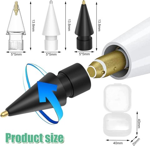 7x KOŃCÓWKA RYSIKA DO APPLE PENCIL GEN 1/2 BIAŁY CZARNY BEZBARWNY 7x KOŃCÓWKA RYSIKA DO APPLE PENCIL GEN 1/2 BIAŁY CZARNY BEZBARWNY