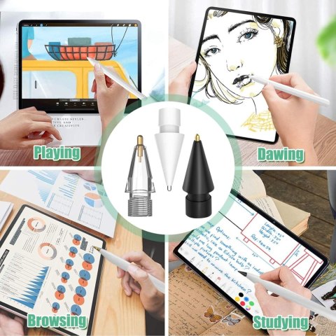 7x KOŃCÓWKA RYSIKA DO APPLE PENCIL GEN 1/2 BIAŁY CZARNY BEZBARWNY 7x KOŃCÓWKA RYSIKA DO APPLE PENCIL GEN 1/2 BIAŁY CZARNY BEZBARWNY