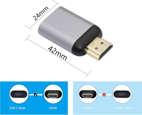 ADAPTER USB-C ŻEŃSKI NA HDMI MĘSKI 4K@60Hz ADAPTER USB-C ŻEŃSKI NA HDMI MĘSKI 4K@60Hz