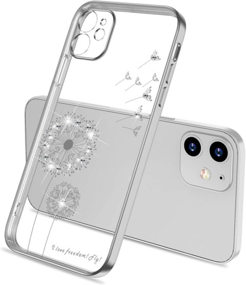 ETUI APPLE IPHONE 12 PRZEZROCZYSTE SREBRNA RAMKA KWIATEK CYRKONIE CASE ETUI APPLE IPHONE 12 PRZEZROCZYSTE SREBRNA RAMKA KWIATEK CYRKONIE CASE