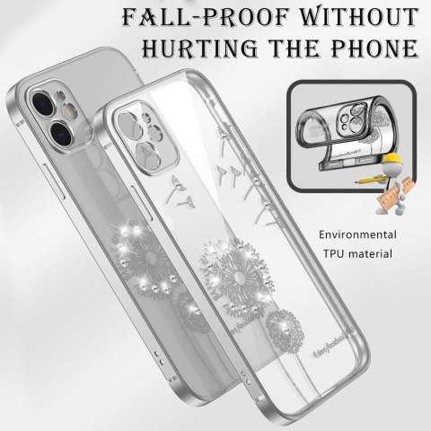 ETUI APPLE IPHONE 12 PRZEZROCZYSTE SREBRNA RAMKA KWIATEK CYRKONIE CASE ETUI APPLE IPHONE 12 PRZEZROCZYSTE SREBRNA RAMKA KWIATEK CYRKONIE CASE