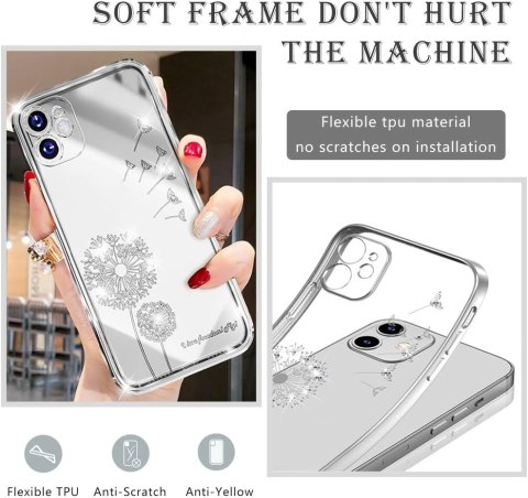 ETUI APPLE IPHONE 12 PRZEZROCZYSTE SREBRNA RAMKA KWIATEK CYRKONIE CASE ETUI APPLE IPHONE 12 PRZEZROCZYSTE SREBRNA RAMKA KWIATEK CYRKONIE CASE