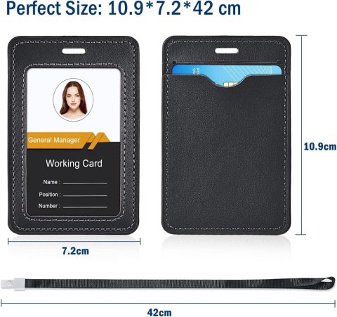 ETUI NA IDENTYFIKATOR KARTY SKÓRZANE PU CZARNE Z PASKIEM HOLDER KARTY SMYCZ ETUI NA IDENTYFIKATOR KARTY SKÓRZANE PU CZARNE Z PASKIEM HOLDER KARTY SMYCZ