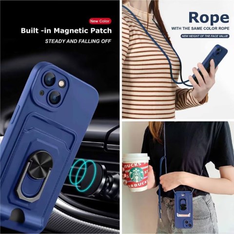 ETUI OCHRONNE APPLE IPHONE 13 PRO MAX NIEBIESKIE MATOWE PIERŚCIEŃ +SMYCZ ETUI OCHRONNE APPLE IPHONE 13 PRO MAX NIEBIESKIE MATOWE PIERŚCIEŃ +SMYCZ