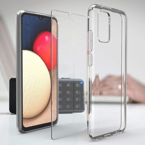 ETUI OCHRONNE SAMSUNG GALAXY A02S PRZEZROCZYSTE 2X SZKŁO HARTOWANE SM-A025F