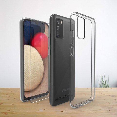 ETUI OCHRONNE SAMSUNG GALAXY A02S PRZEZROCZYSTE 2X SZKŁO HARTOWANE SM-A025F