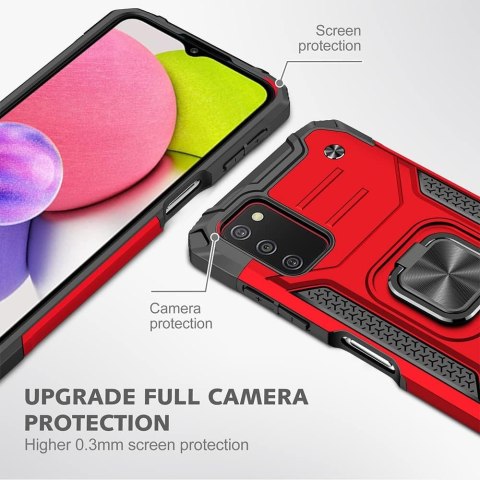 ETUI OCHRONNE SAMSUNG GALAXY A03S CZERWONE PIERŚCIEŃ 2X SZKŁO HARTOWANE ETUI OCHRONNE SAMSUNG GALAXY A03S CZERWONE PIERŚCIEŃ 2X SZKŁO HARTOWANE