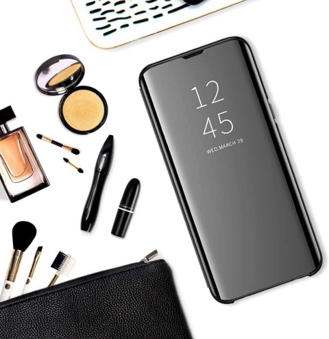 ETUI OCHRONNE SAMSUNG GALAXY S21 ULTRA CZARNE LUSTRZANE Z KLAPKĄ ZAMYKANE
