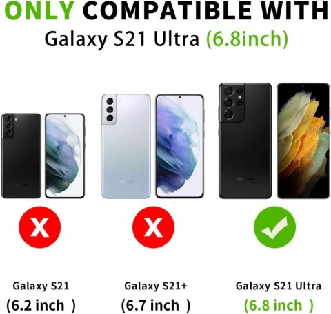 ETUI OCHRONNE SAMSUNG GALAXY S21 ULTRA CZARNE LUSTRZANE Z KLAPKĄ ZAMYKANE