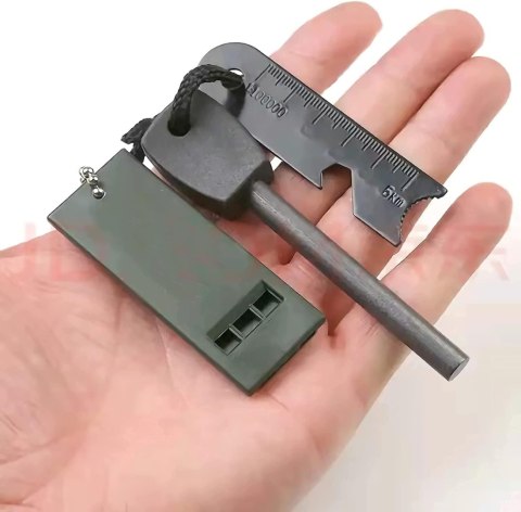 KRZESIWO Survival Fire Starter ZESTAW KLUCZYK +GWIZDEK LINIJKA OTWIERACZ KRZESIWO Survival Fire Starter ZESTAW KLUCZYK +GWIZDEK LINIJKA OTWIERACZ