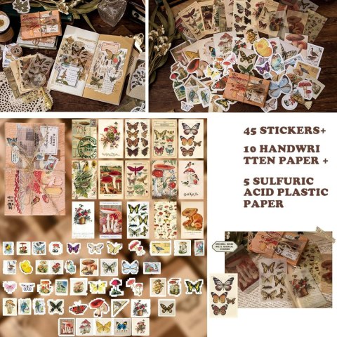ZESTAW 180 NAKLEJEK SCRAPBOOKING VINTAGE NATURALNY ROŚLINY RETRO WASHI DIY ZESTAW 180 NAKLEJEK SCRAPBOOKING VINTAGE NATURALNY ROŚLINY RETRO WASHI DIY