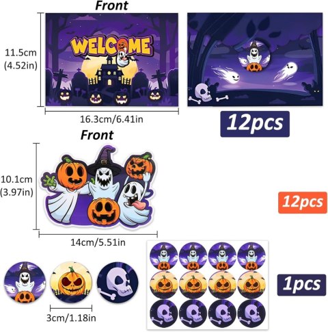 12x ZAPROSZENIA NA IMPREZĘ HALLOWEEN KOPERTA POCZTÓWKA NAKLEJKI J.NIEMIECKI 12x ZAPROSZENIA NA IMPREZĘ HALLOWEEN KOPERTA POCZTÓWKA NAKLEJKI J.NIEMIECKI