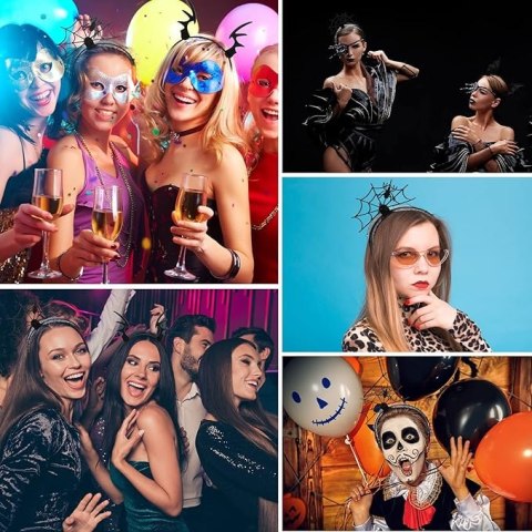 2x OPASKA NA HALLOWEEN PAJĘCZYNA PAJĄK RÓŻKI NIETOPERZ CZARNE GADŻETY FOTO 2x OPASKA NA HALLOWEEN PAJĘCZYNA PAJĄK RÓŻKI NIETOPERZ CZARNE GADŻETY FOTO