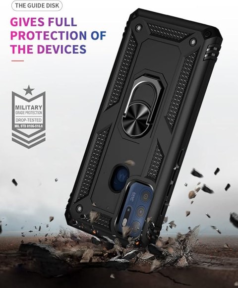 ETUI DO MOTOROLA MOTO G60S CZARNE Z UCHWYTEM NA PALEC CASE WZMACNIANY