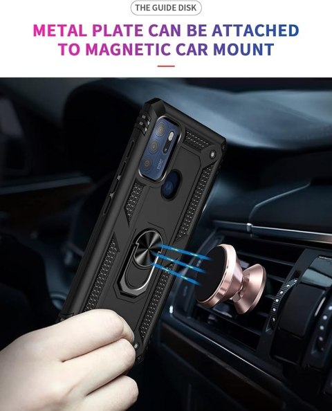 ETUI DO MOTOROLA MOTO G60S CZARNE Z UCHWYTEM NA PALEC CASE WZMACNIANY